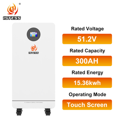 51.2V 300Ah 15,36kWh Bateria de armazenamento de energia Lifepo4 Bateria de lítio para energia doméstica