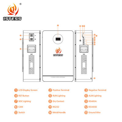 51.2V 200Ah 10.24kWh Bateria de armazenamento de energia doméstica Adequada para ambientes de -20°C a 55°C