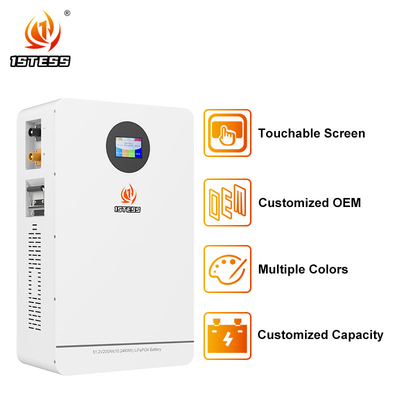 Bateria de armazenamento de energia doméstica montada na parede 51.2V 10.24Kwh Bateria Pack sistema de armazenamento de energia de bateria