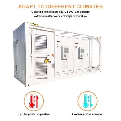 500kW 1MW Bateria de lítio ESS Sistema de bateria de energia solar Container 1 MWh 2 MWh Para uso comercial