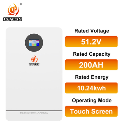 10.24kwh 51.2V 200Ah Bateria de armazenamento de energia doméstica com capacidade de química de íons de lítio e 6000 ciclos