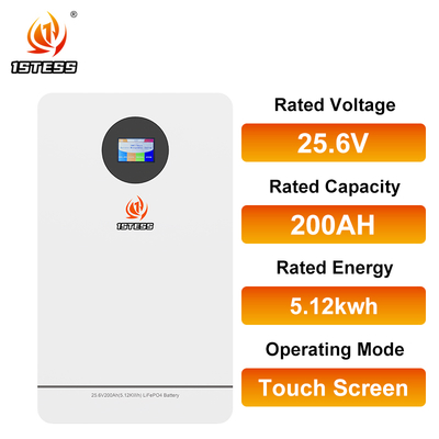 Bateria ESS residencial 25,6V 200Ah 5,12kWh com controlo de ecrã táctil
