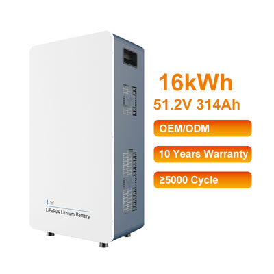 Compacto montado na parede tudo em um 51.2V 314Ah Lifepo4 Bateria de lítio 16KWh Sistema de armazenamento de energia doméstica