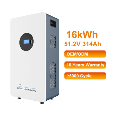 Montado na parede 51.2V 314Ah 16kwh All in One Home Energy Storage LiFePO4 Bateria de lítio com 15 anos de vida útil