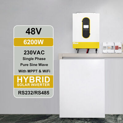 6200W de saída 6500W de entrada fotovoltaica 48V de fase única onda sinusal pura inversor solar MPPT alta tensão para eletrodomésticos