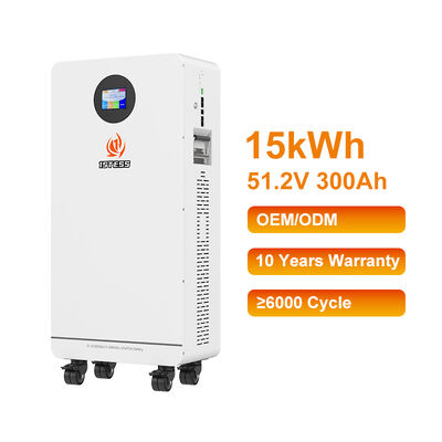 15.36kWh Bateria doméstica 51.2V 300Ah LiFePO4 com monitor de tela sensível ao toque